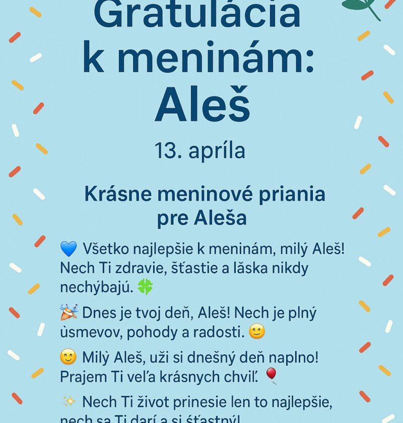 Gratulácia k meninám Aleš