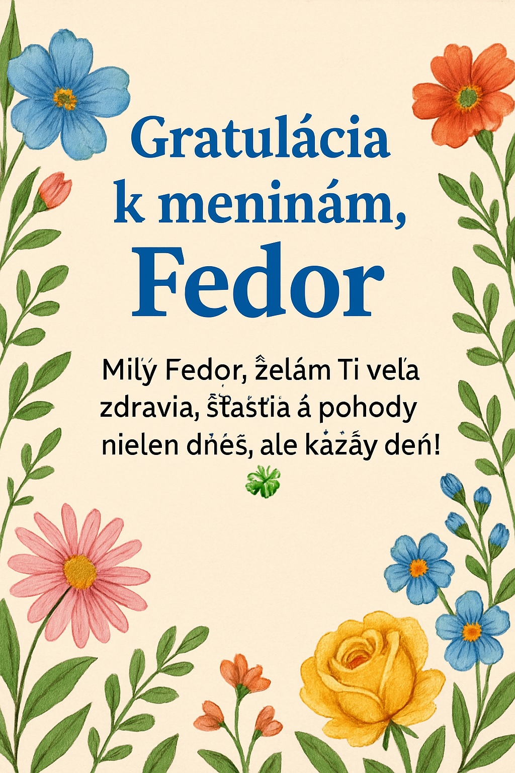 Gratulácia k meninám Fedor