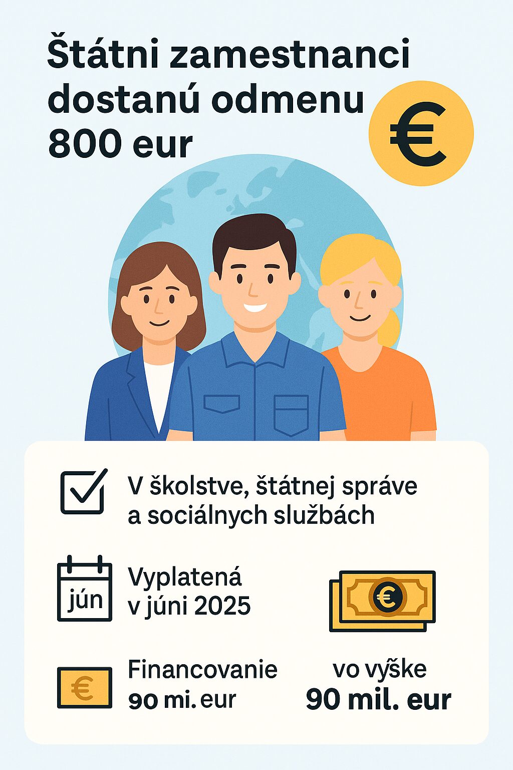 odmena 800 eur pre štátnych zamestnancov
